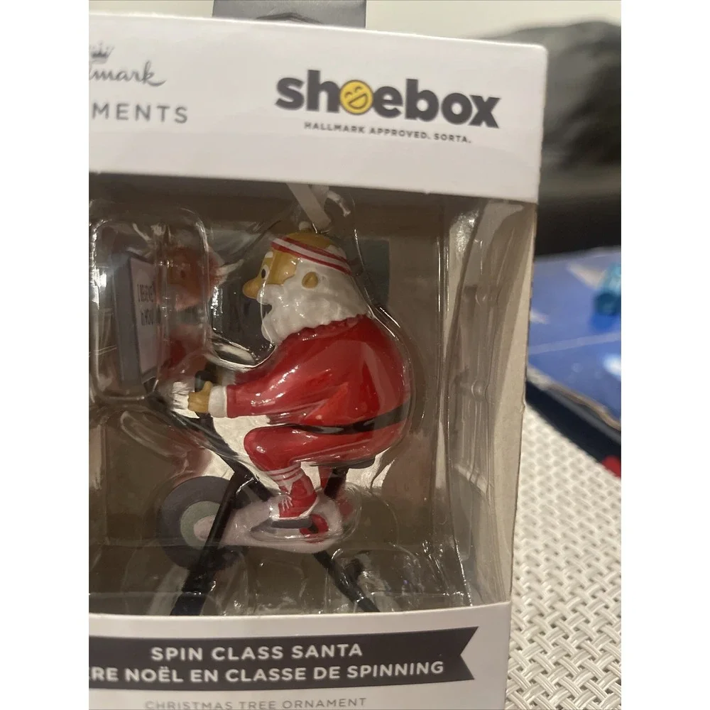 HALLMARK Christmas Tree‎ Ornament of SPIN CLASS SANTA -- Shoebox Hallmark NEW